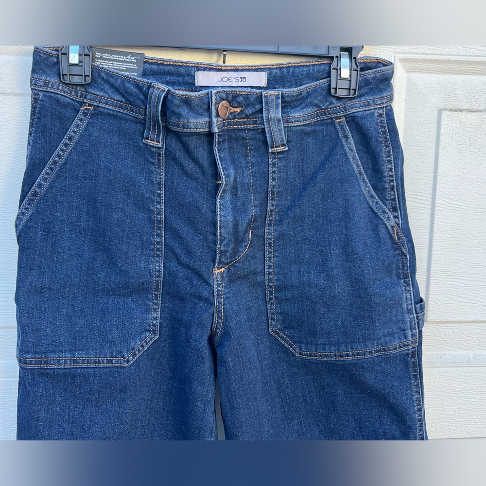 Women's Paige Rion Carpenter Jeans Straight Leg Blue Denim Cotton Blend 25 - Picture 3 of 6
